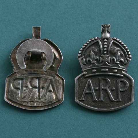 ARP Air Raid Precautions Badge Silver - Buttonhole